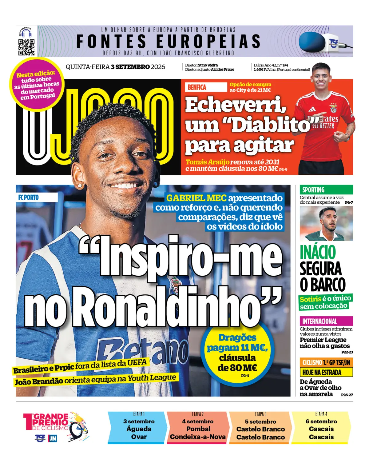 Capa O Jogo de 03/09/2026 — FC Porto