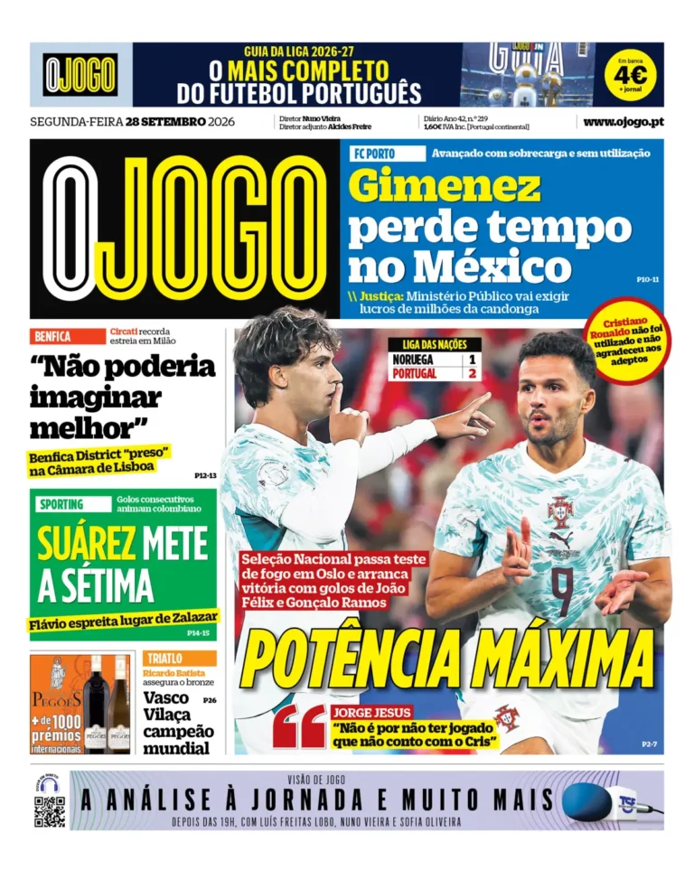 Capa O Jogo de 28/09/2026 — FC Porto
