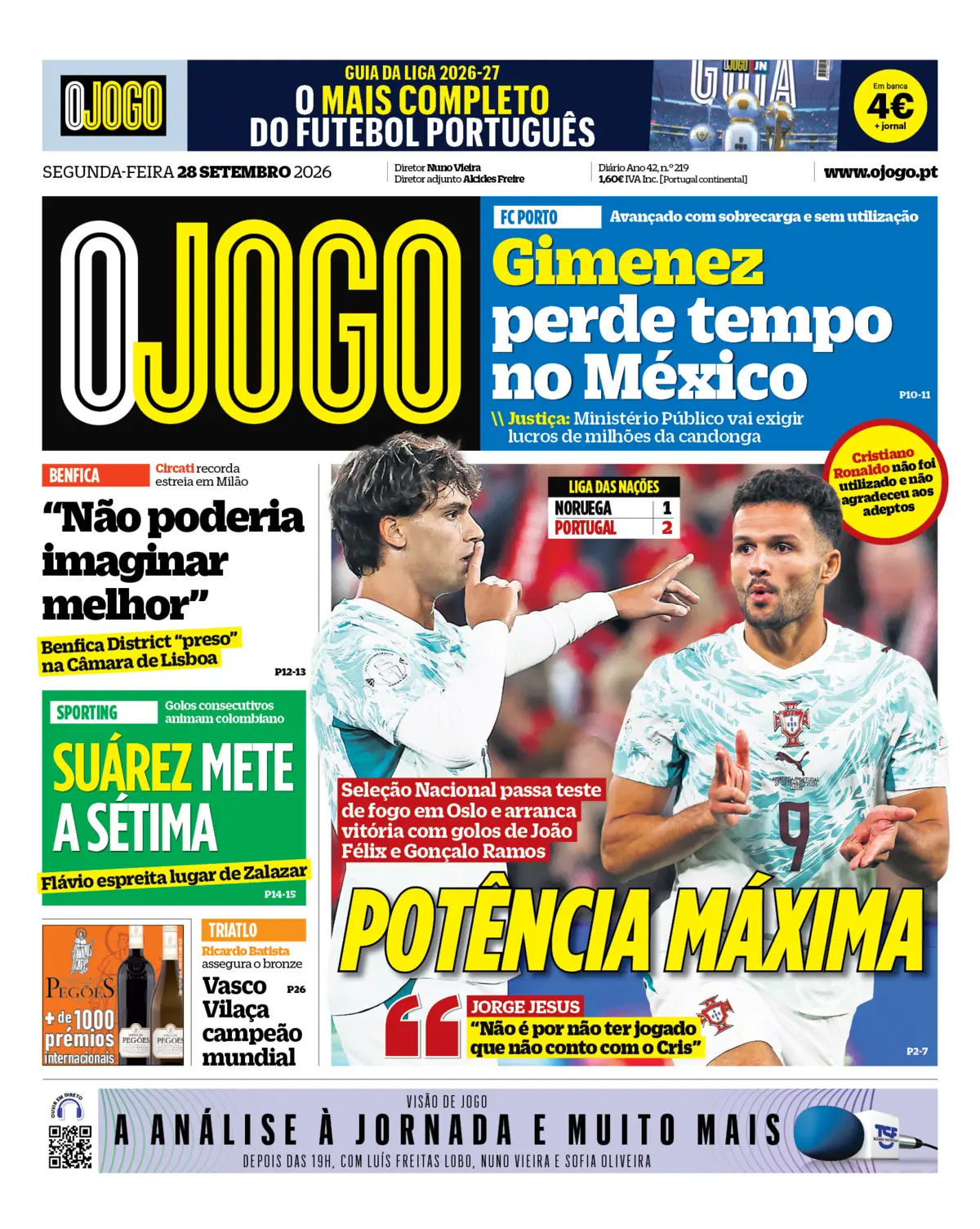 Capa O Jogo de 28/09/2026 — FC Porto