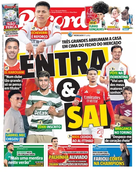 Capa do Jornal “Record” – 02/09/2026