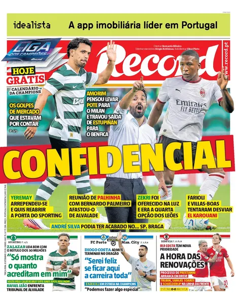 Capa Record de 08/09/2026 — FC Porto