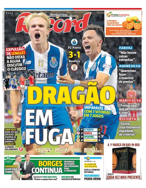 Capa do Jornal “Record” – 22/09/2026