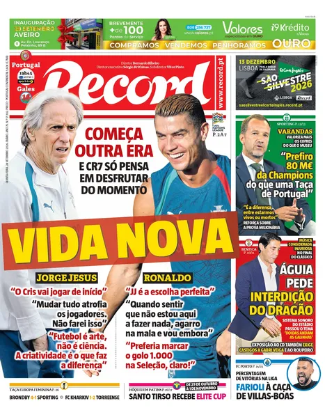 Capa do Jornal “Record” – 24/09/2026