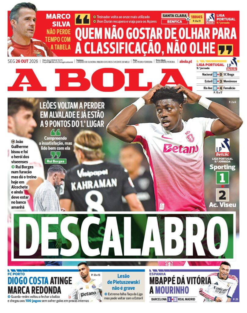 Capa A Bola de 26 Out 2026 — FC Porto