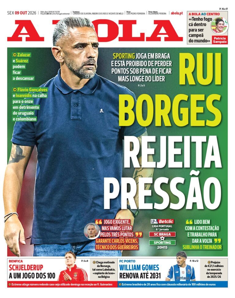 Capa A Bola de 09/10/2026 — FC Porto
