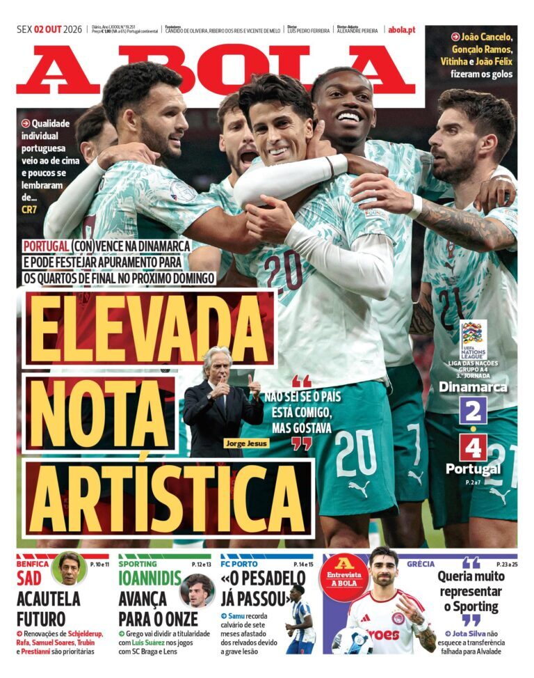 Capa A Bola de 02/10/2026 — FC Porto