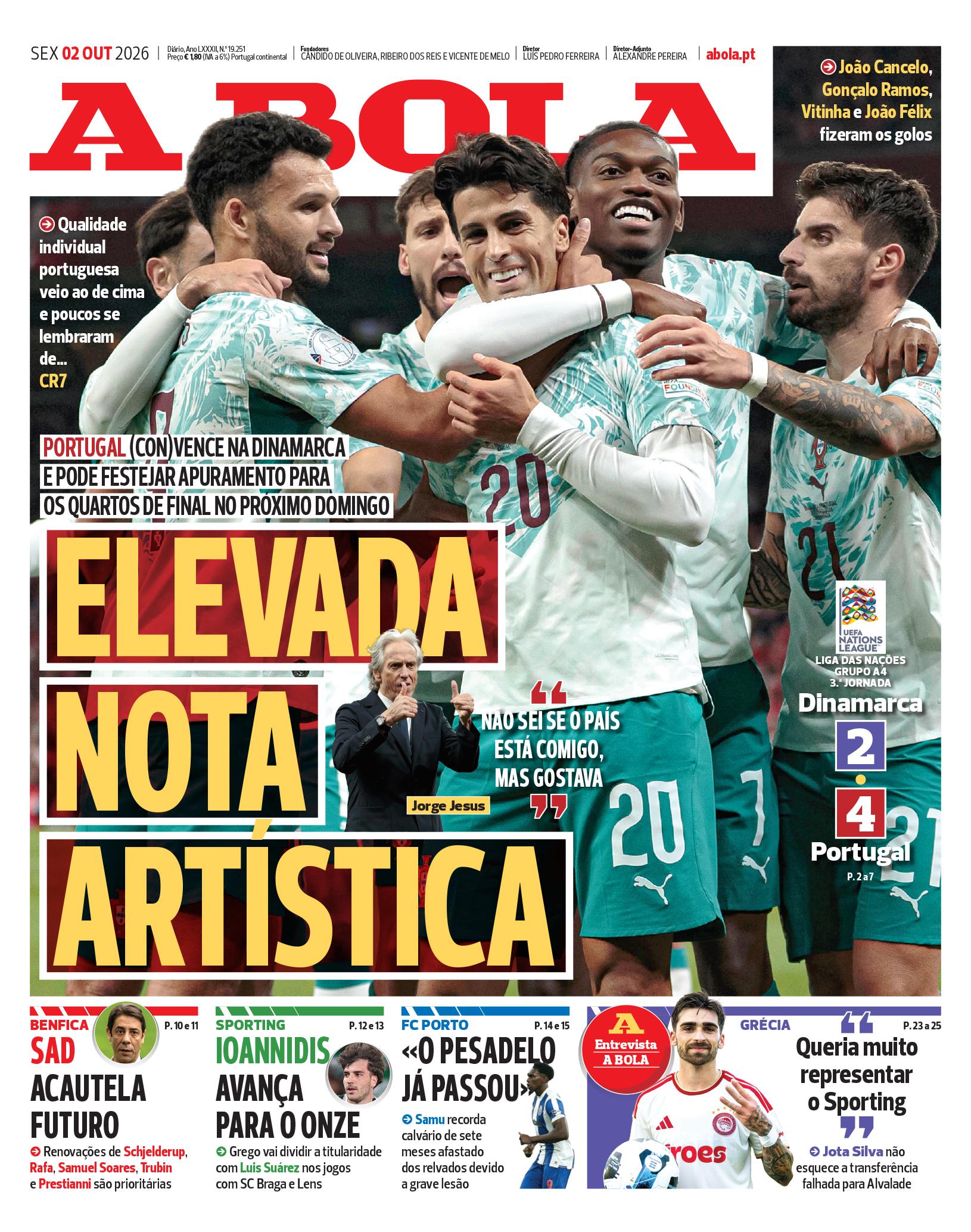 Capa A Bola de 02/10/2026 — FC Porto