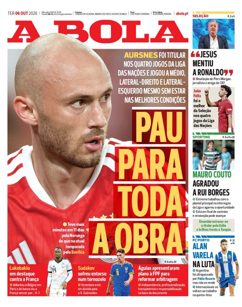 Capa A Bola de 6 Out 2026 — FC Porto