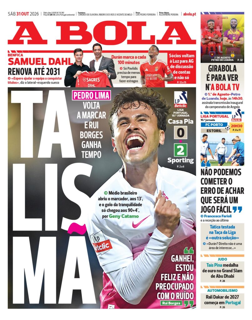Capa A Bola de 31 Out 2026 — FC Porto