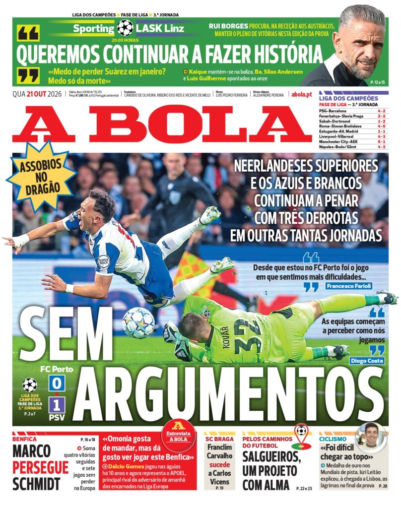 Capa A Bola de 21/10/2026 — FC Porto