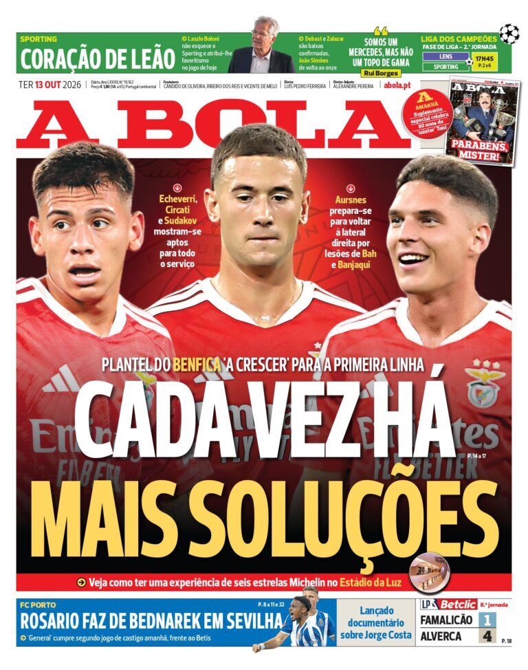 Capa A Bola de 13/10/2026 — FC Porto