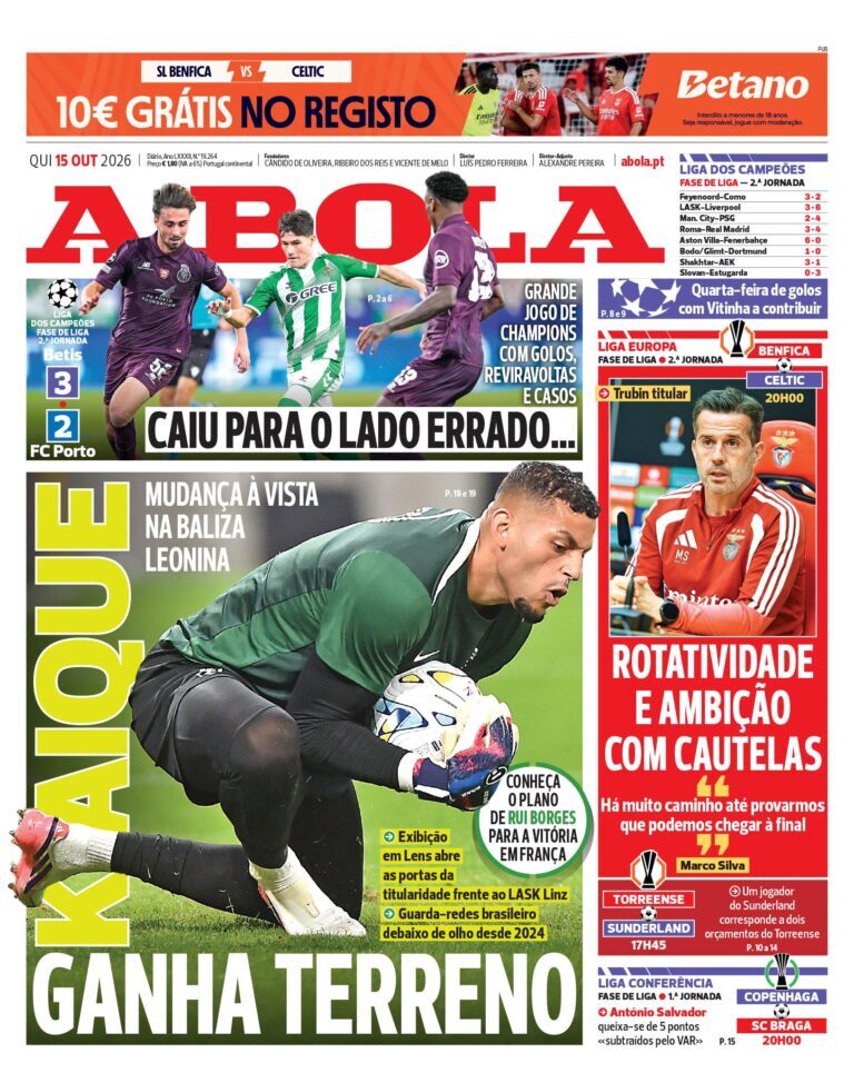 Capa A Bola de 15/10/2026 — FC Porto