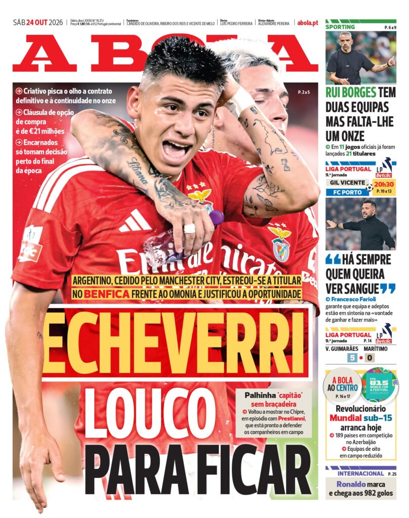 Capa A Bola de 24/10/2026 — FC Porto