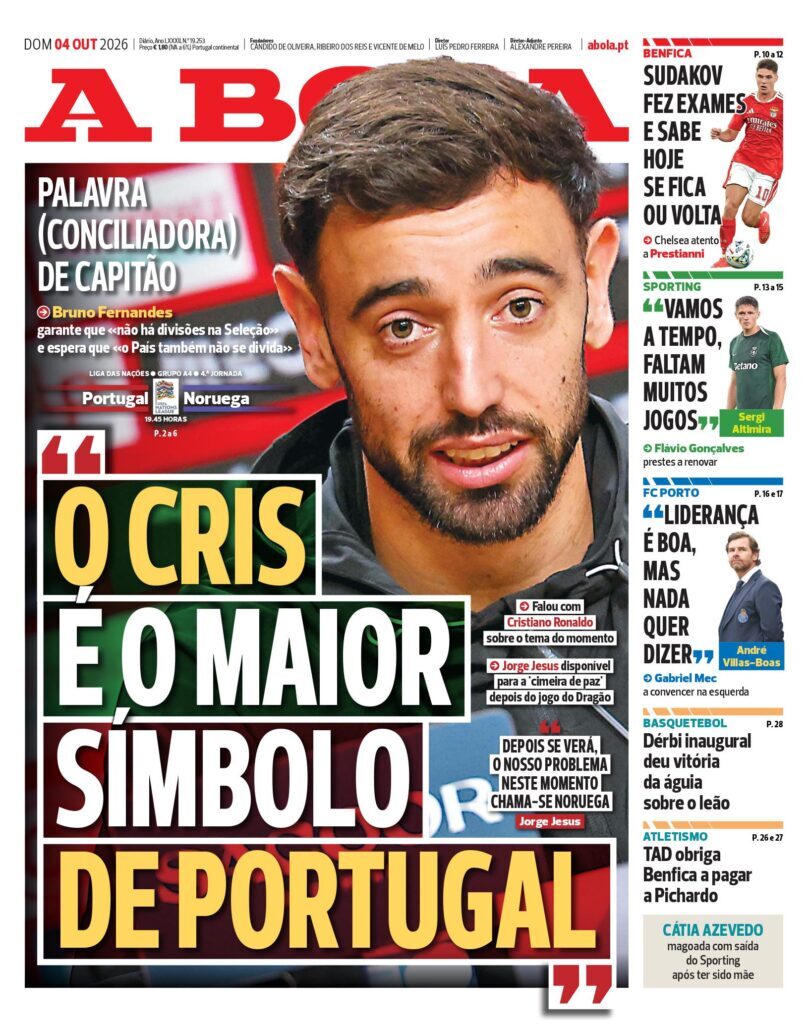 Capa A Bola de 4 Out 2026 — FC Porto