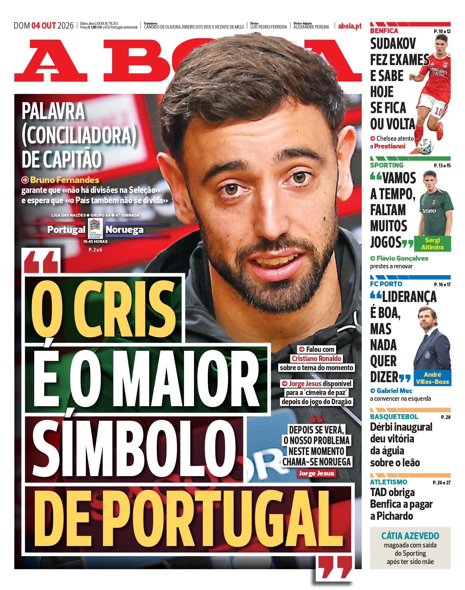 Capa A Bola de 04/10/2026 — FC Porto