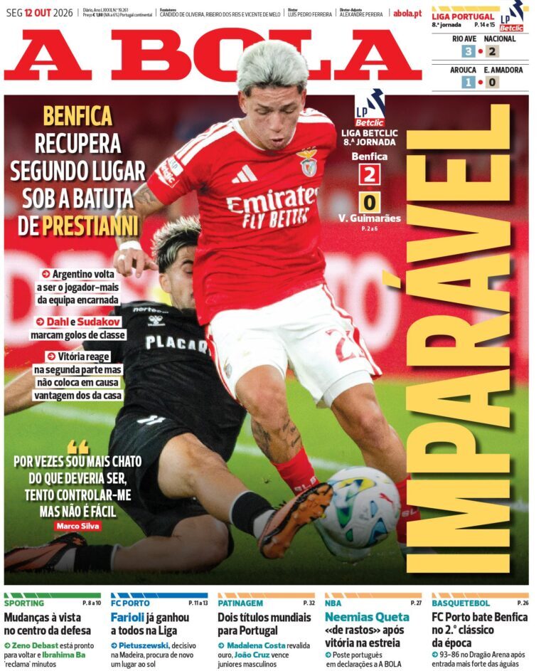 Capa A Bola de 12/10/2026 — FC Porto
