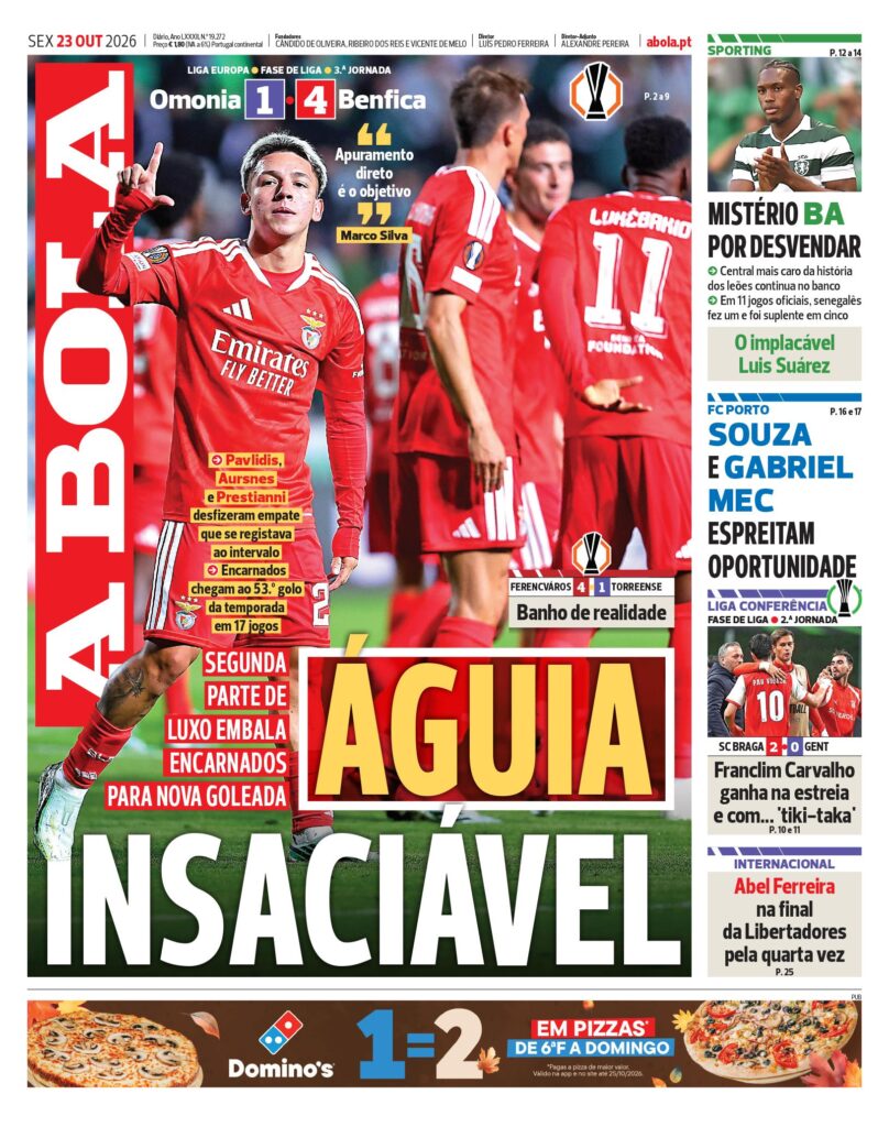 Capa A Bola de 23/10/2026 — FC Porto
