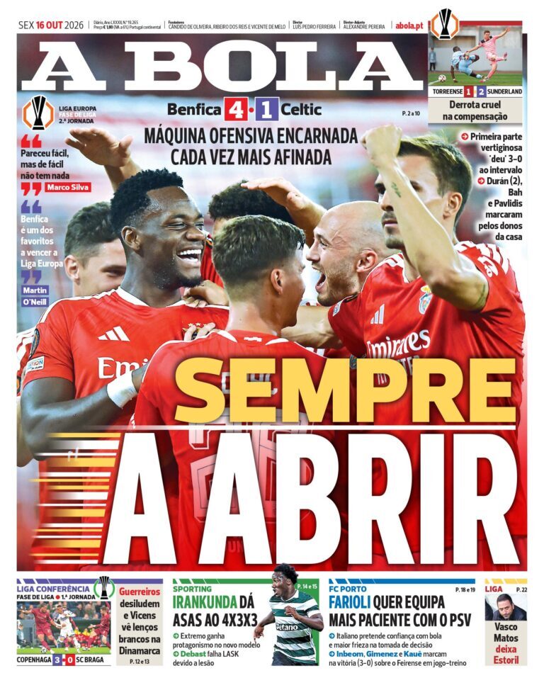 Capa A Bola de 16/10/2026 — FC Porto