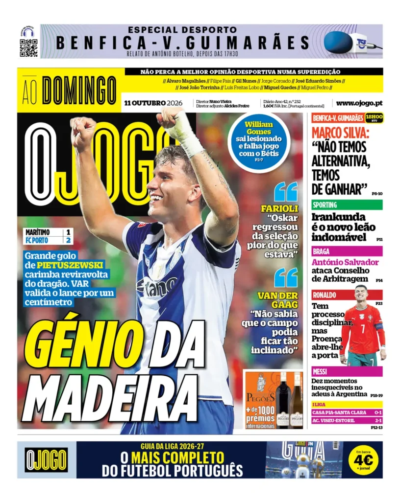Capa O Jogo de 11/10/2026 — FC Porto