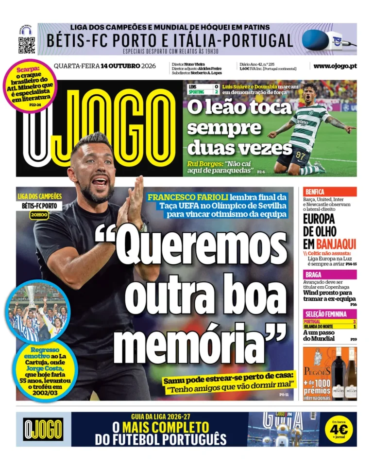 Capa O Jogo de 14/10/2026 — FC Porto