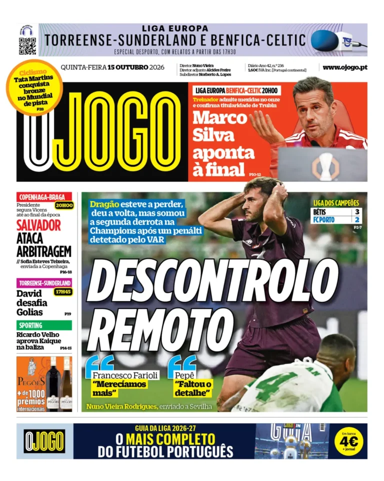 Capa O Jogo de 15/10/2026 — FC Porto
