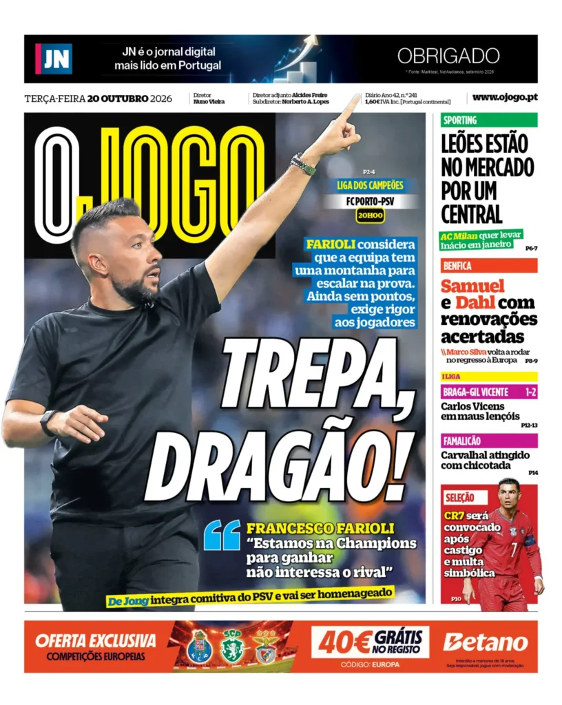 Capa O Jogo de 20/10/2026 — FC Porto