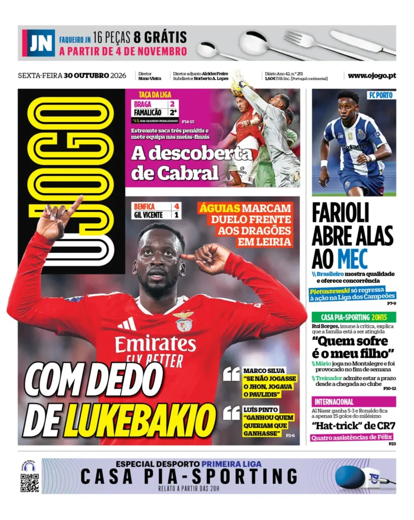 Capa O Jogo de 30/10/2026 — FC Porto