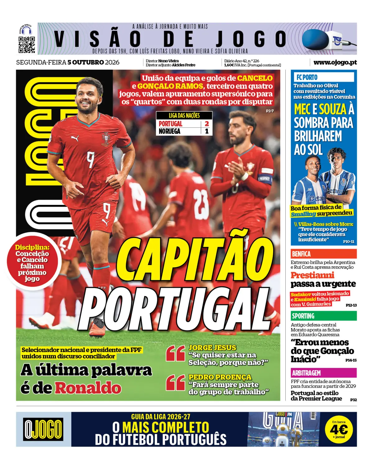 Capa O Jogo de 05/10/2026 — FC Porto