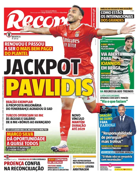 Capa do Jornal “Record” – 08/10/2026